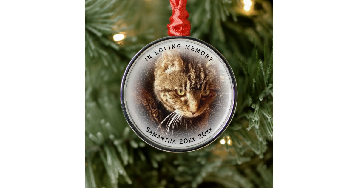 In Loving Memory Photo Name Cat Dog Pet Premium Metal Ornament | Zazzle