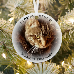 In Loving Memory Photo Name Cat Dog Pet Round Metal Ornament