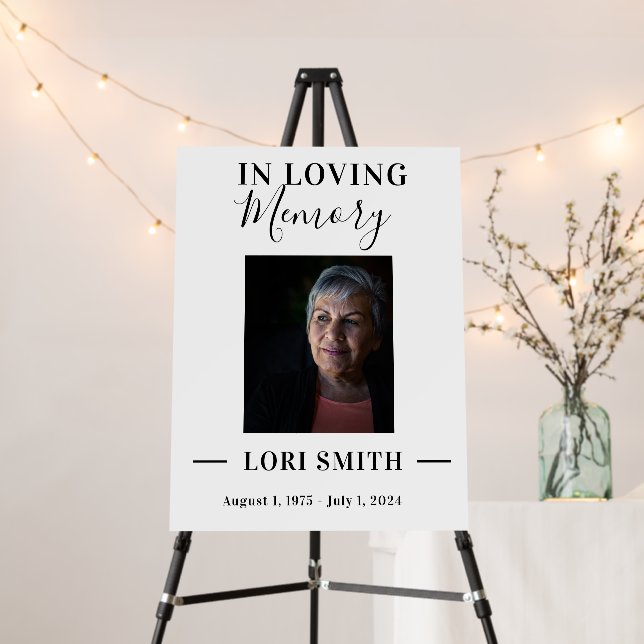 In Loving Memory Photo Name Funeral Celebration Foam Board (In Situ (Stand))