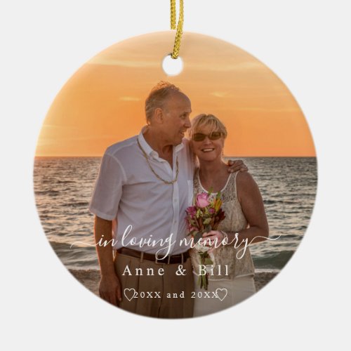 In Loving Memory Photo Parents Monogram Ceramic Ornament