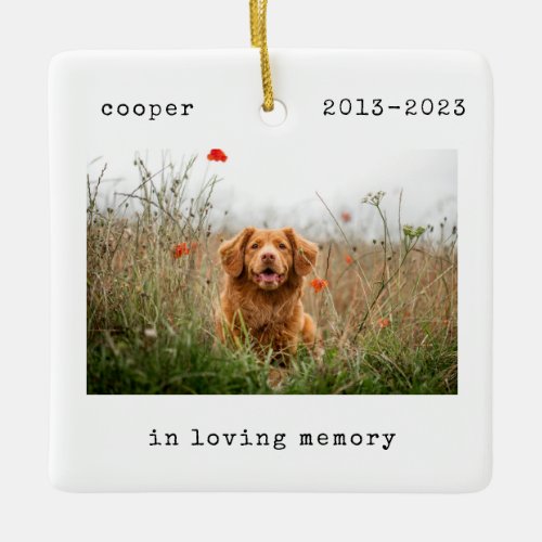 In Loving Memory Photo Paw Prints on Our Hearts Ceramic Ornament