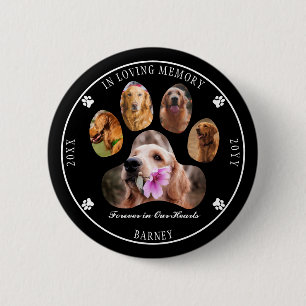 In Loving Memory Photo Pet Memorial - Black Button