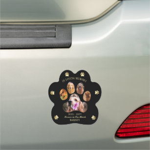 In Loving Memory Photo Pet Memorial - Black   Gold Car Magnet