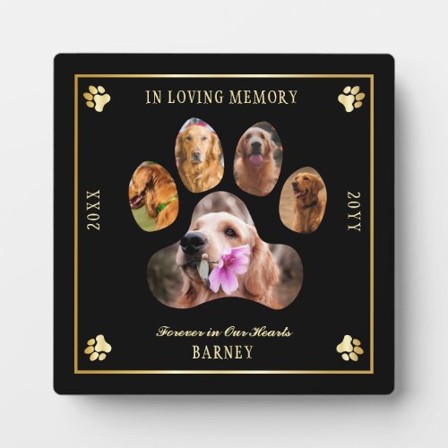 In Loving Memory Photo Pet Memorial _ Black  Gold Plaque