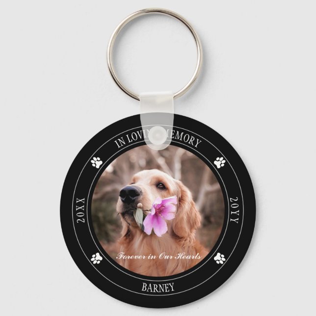 In Loving Memory Photo Pet Memorial - Black  Keychain (Front)