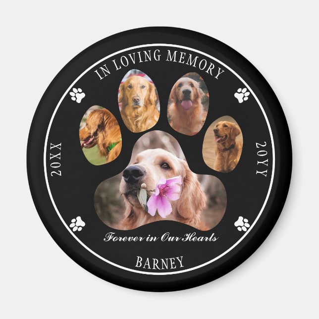 In Loving Memory Photo Pet Memorial - Black Magnet (Front)