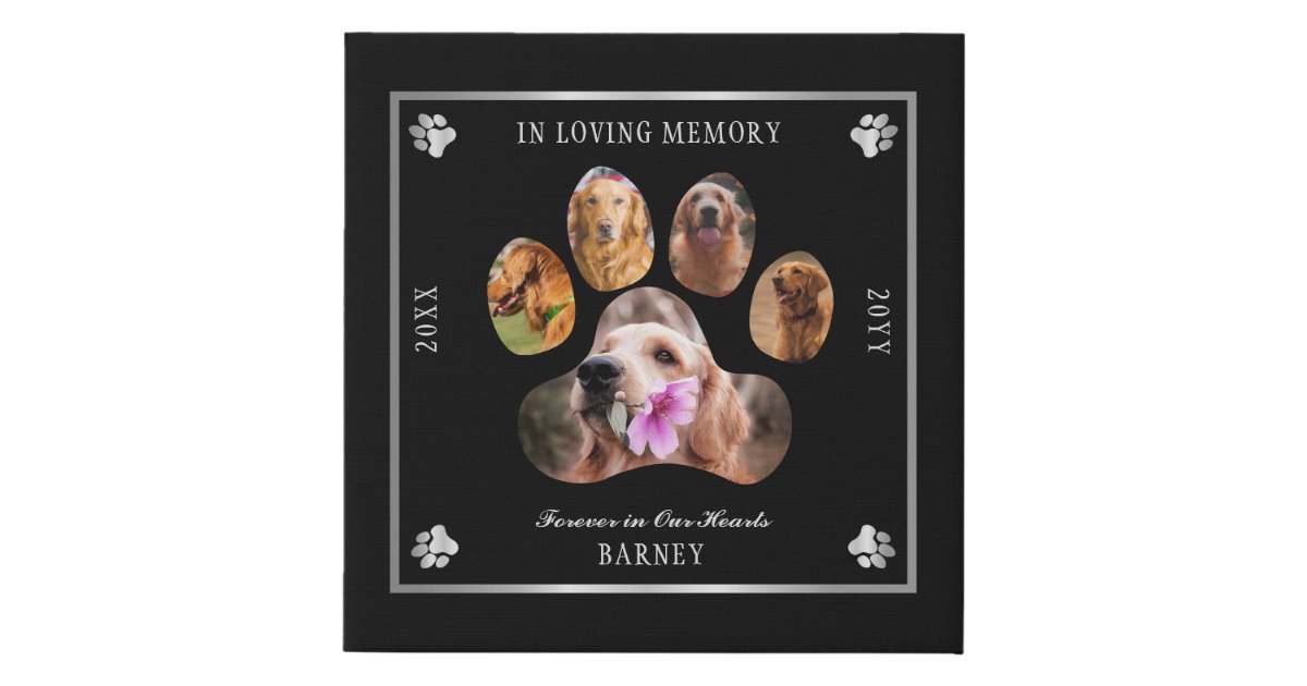In Loving Memory Photo Pet Memorial - Black Silver Faux Canvas Print ...