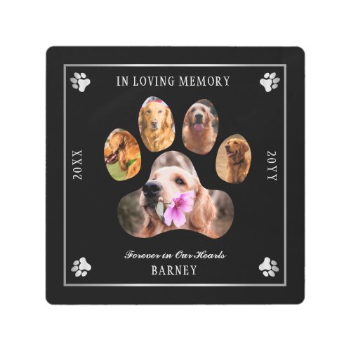 In Loving Memory Photo Pet Memorial _ Black Silver Metal Print