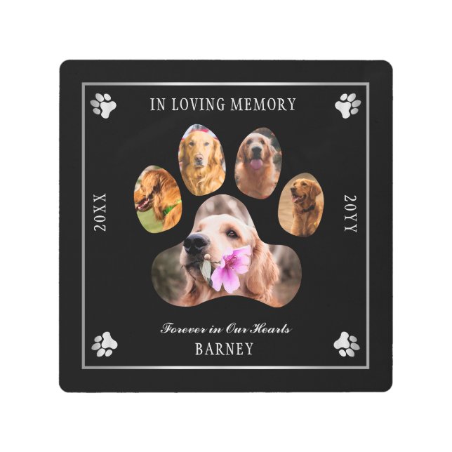 In Loving Memory Photo Pet Memorial - Black Silver Metal Print (Front)