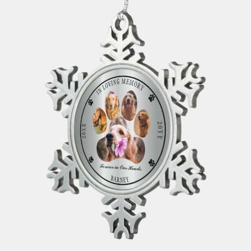 In Loving Memory Photo Pet Memorial - Black Snowflake Pewter Christmas ...