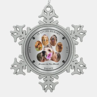 In Loving Memory Photo Pet Memorial - Black Snowflake Pewter Christmas ...