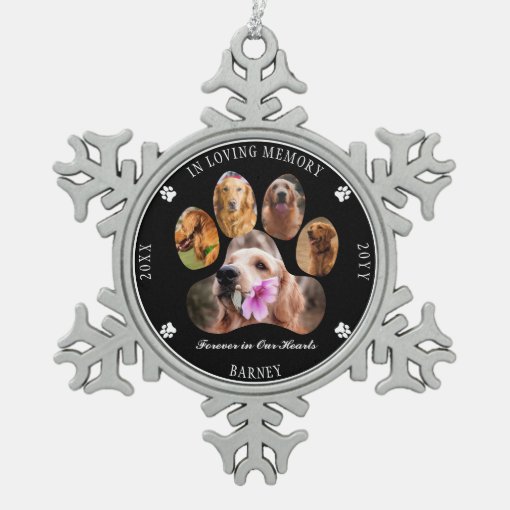 In Loving Memory Photo Pet Memorial - Black Snowflake Pewter Christmas ...