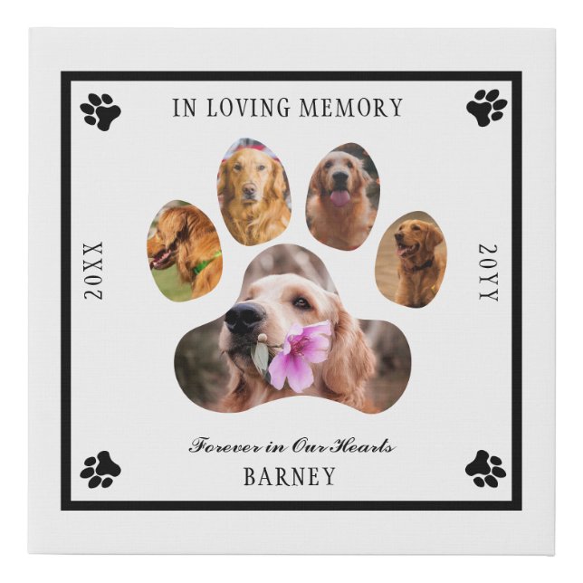 In Loving Memory Photo Pet Memorial - Black |White Faux Canvas Print (Front)