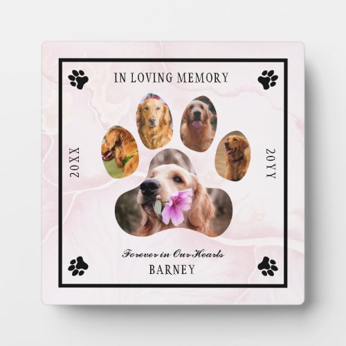 In Loving Memory Photo Pet Memorial _   Pink Black Plaque