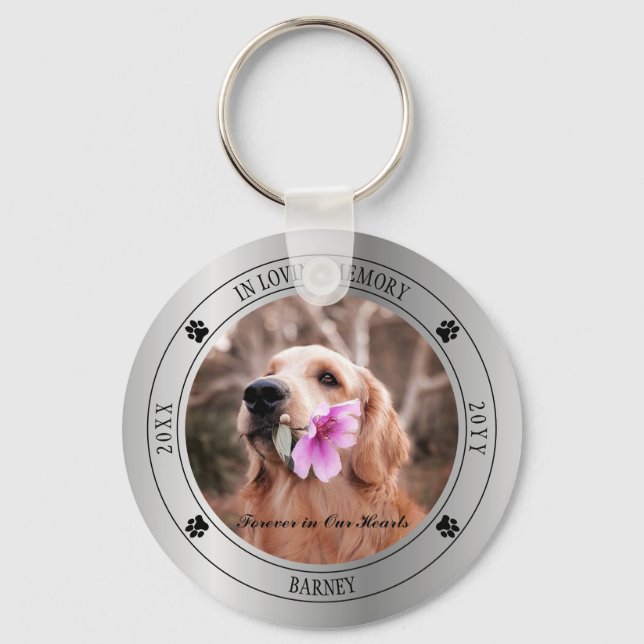 In Loving Memory Photo Pet Memorial - Silver Keychain (Front)