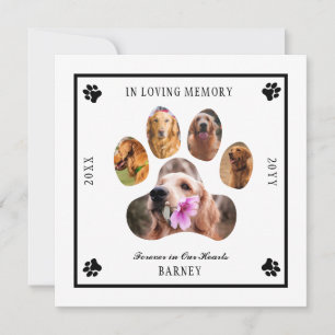 In Loving Memory Photo Pet Memorial -  White Black Invitation