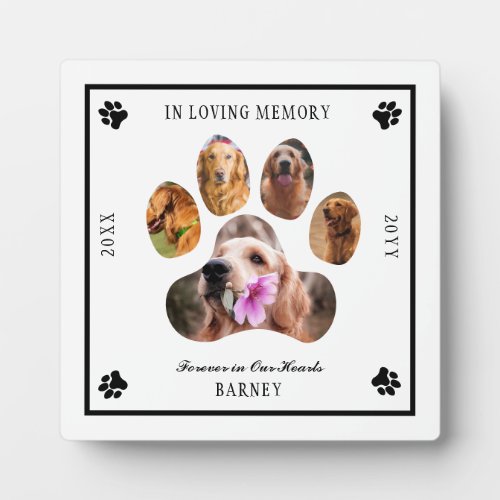 In Loving Memory Photo Pet Memorial _  White Black Plaque