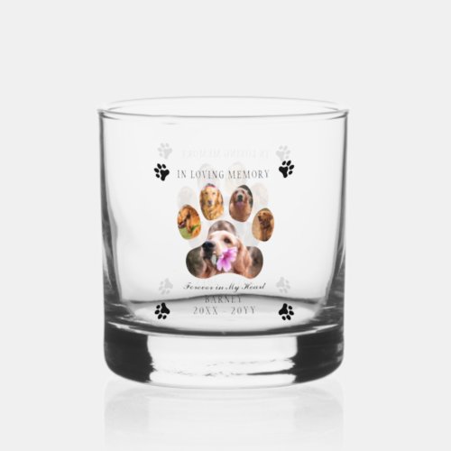 In Loving Memory Photo Pet Memorial _  White Black Whiskey Glass