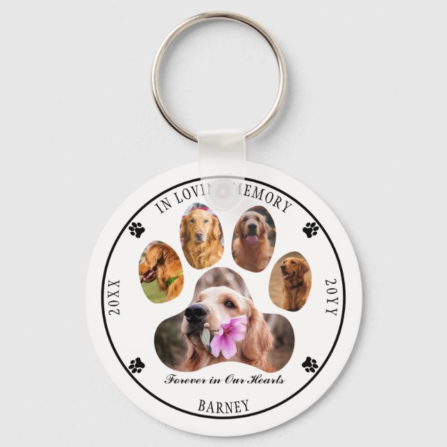 In Loving Memory Photo Pet Memorial - White Keychain (Front)