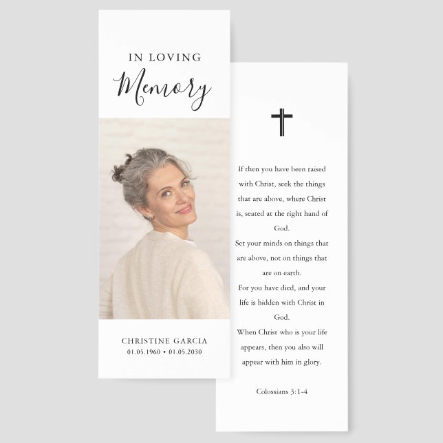 In Loving Memory Photo Prayer Memorial Bookmarks (Front & Back)