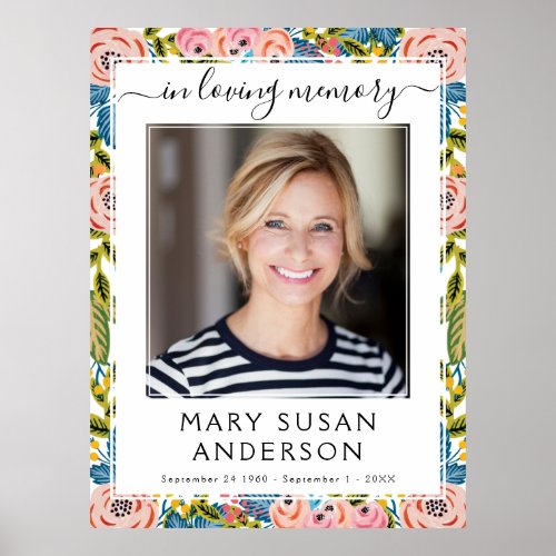 In Loving Memory Photo Pretty Floral Welcome Sign