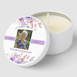 In Loving Memory Photo Purple Floral Memorial  Mini Candle Favors