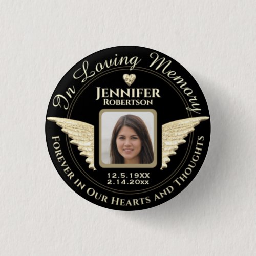 In Loving Memory Photo Remembrance Button