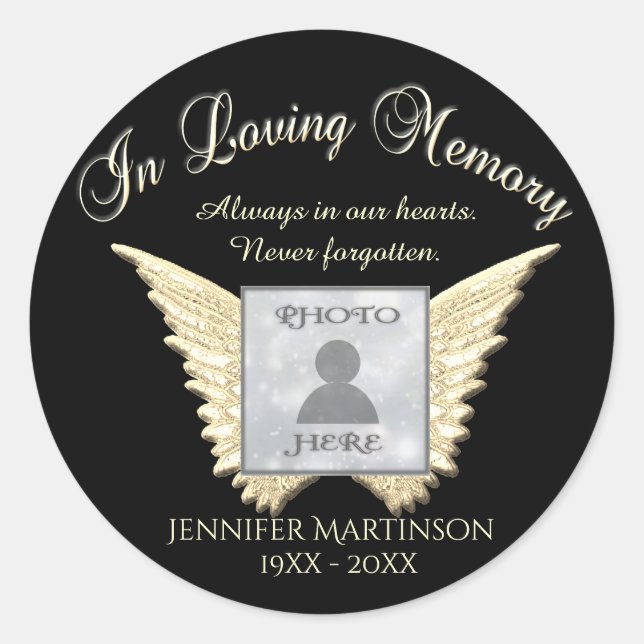 In Loving Memory Photo Remembrance Classic Round S Sticker (Front)