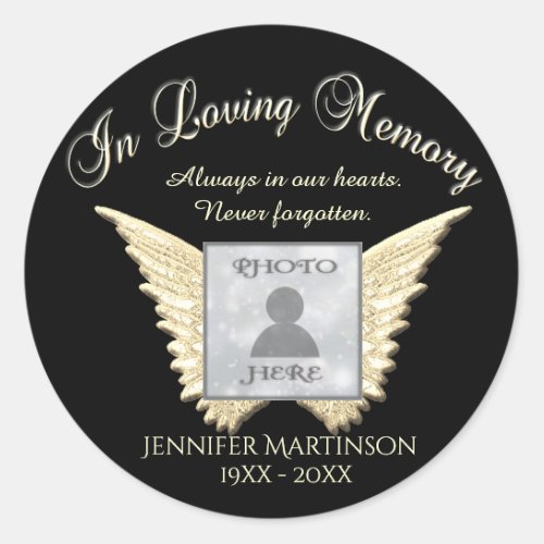 In Loving Memory Photo Remembrance Classic Round Sticker