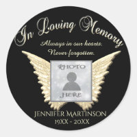 In Loving Memory Photo Remembrance Classic Round Sticker