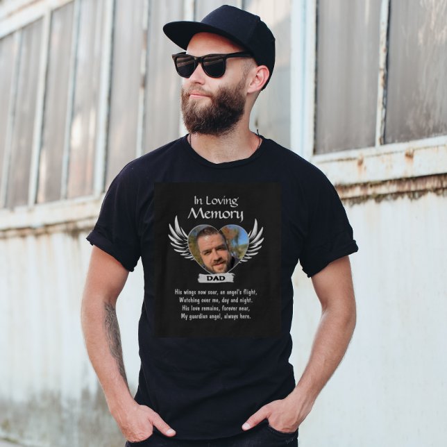 In Loving Memory Photo Remembrance Memorial Angel  T-Shirt (In Loving Memory Photo Remembrance Memorial T-Shirt with Angel Wings and Poem)