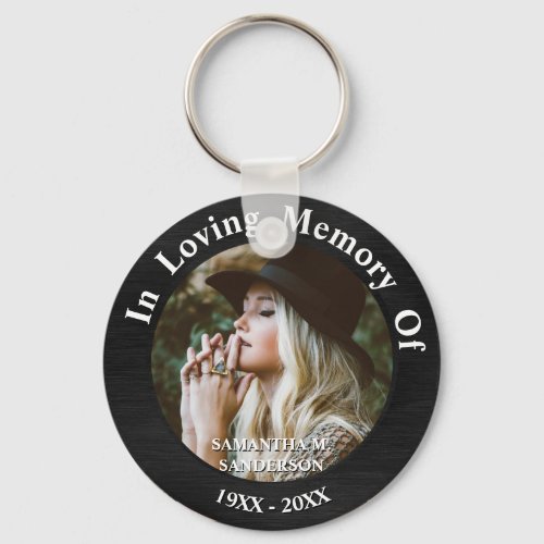 In Loving Memory Photo Remembrance Memorial Button Keychain