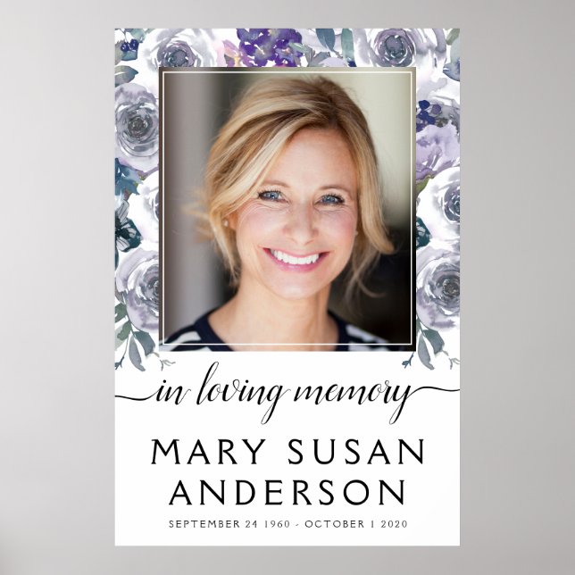 In Loving Memory Photo Roses Welcome Sign (Front)