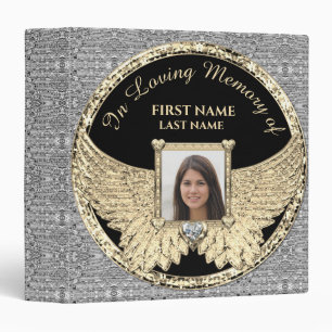 In Loving Memory Photo Silver and Gold 3 Ring Binder