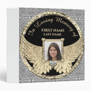 In Loving Memory Photo Silver and Gold  3 Ring Binder