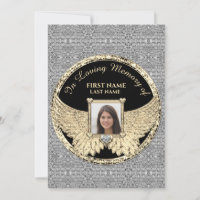 In Loving Memory Photo Silver and Gold   Thank You Card