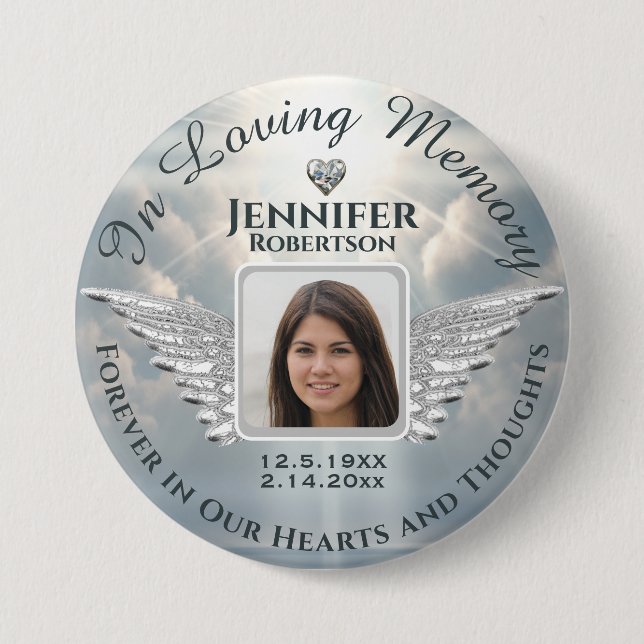 In Loving Memory Photo Silver Button (Front)