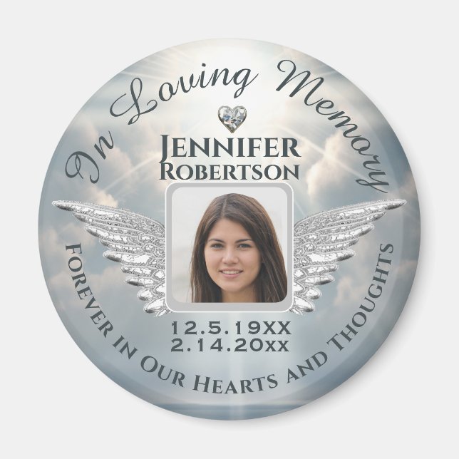 In Loving Memory Photo Silver Magnet (Front)