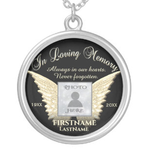 In Loving Memory Photo Silver Plated Necklace