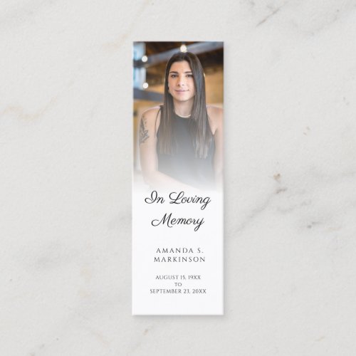 In Loving Memory Photo Simple Funeral Bookmark Mini Business Card
