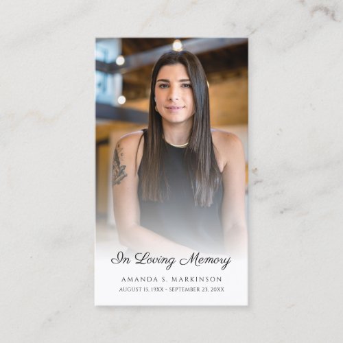 In Loving Memory Photo Simple Funeral Prayer Card