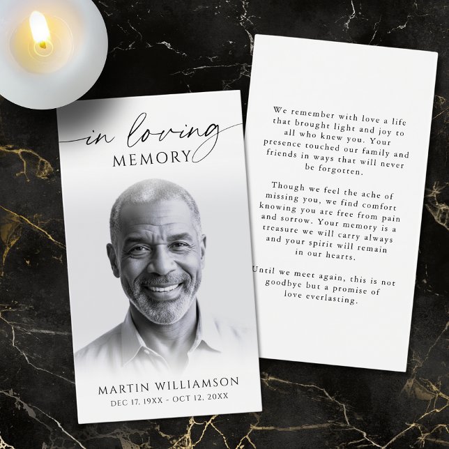 In Loving Memory Photo Simple Funeral Prayer Card (Creator Uploaded)
