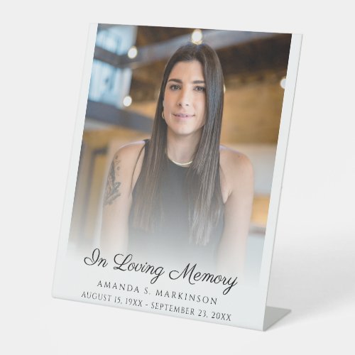 In Loving Memory Photo Simple Funeral Service Pedestal Sign