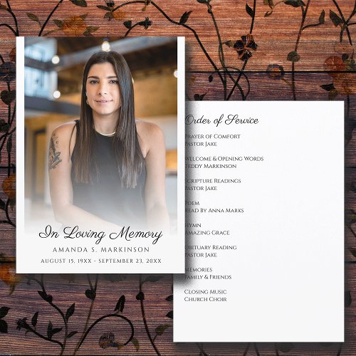 In Loving Memory Photo Simple Funeral Service Program