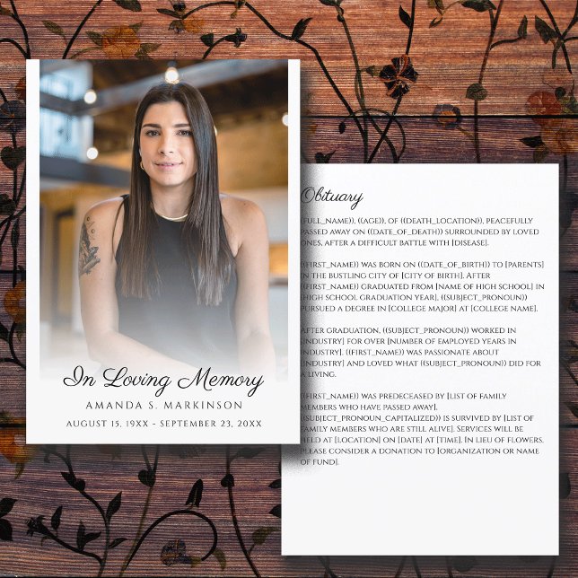 In Loving Memory Photo Simple Obituary Funeral  Program (Creator Uploaded)
