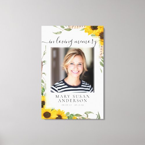 In Loving Memory Photo Sunflower Memorial Canvas Print