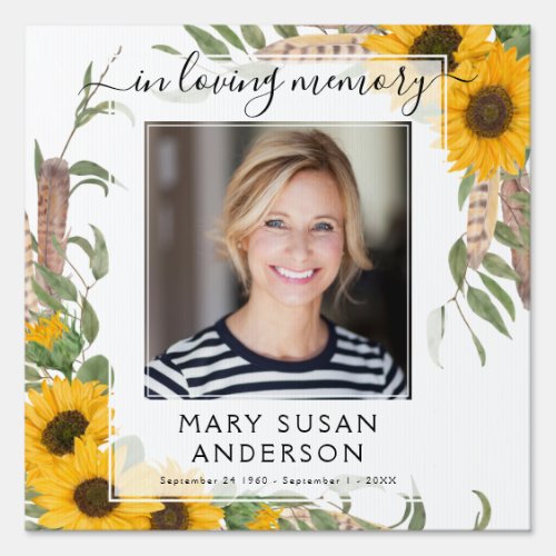 In Loving Memory Photo Sunflower Welcome Sign