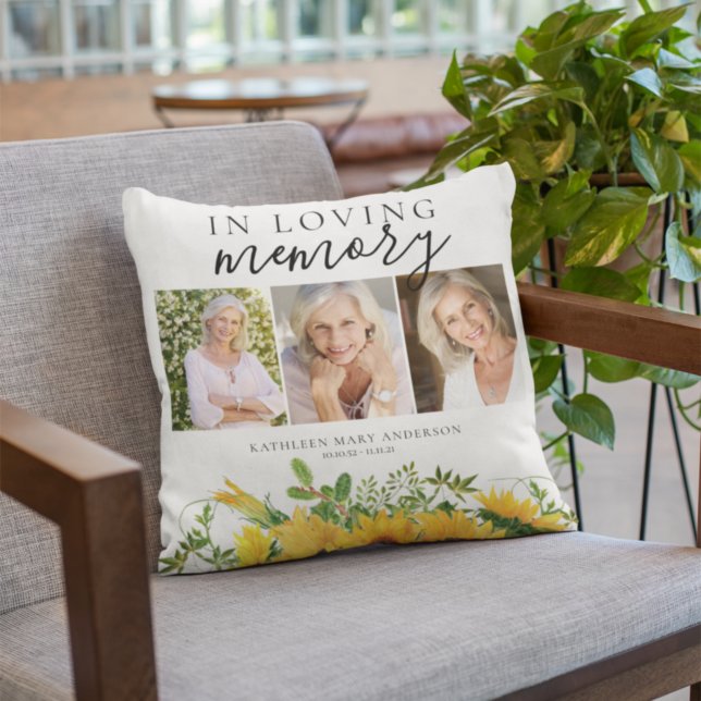 In Loving Memory Photo Sunflowers Throw Pillow (Creator Uploaded)