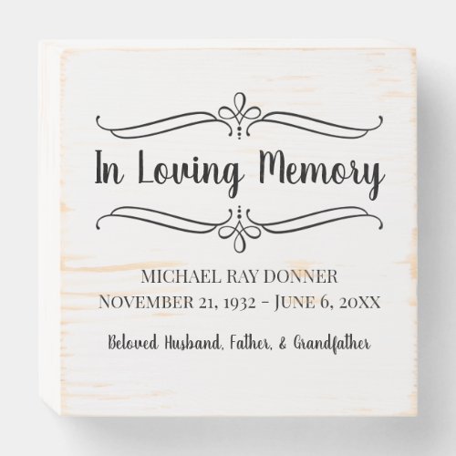 In Loving Memory Photo Table Memorial Service Wooden Box Sign