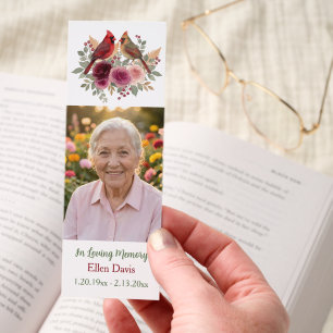 In Loving Memory Photo Template & Poem Cardinal Bookmarks